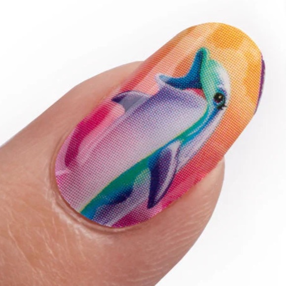NWT Orly x Lisa Frank Dancing Dolphins rainbow Gel Nail Strips - Picture 3 of 3